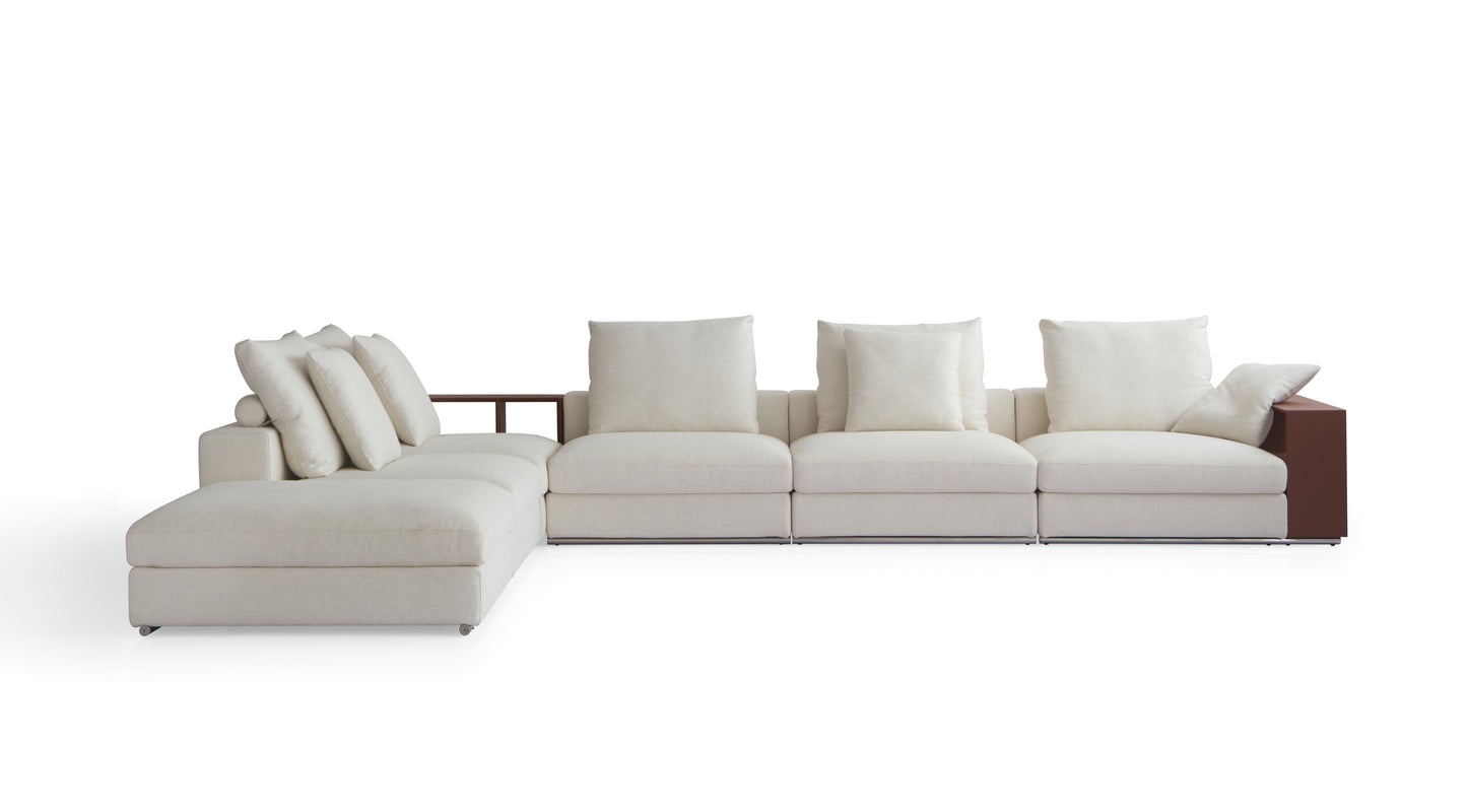 Contemporary Multi-layered Wood and Stainless Steel Sofa