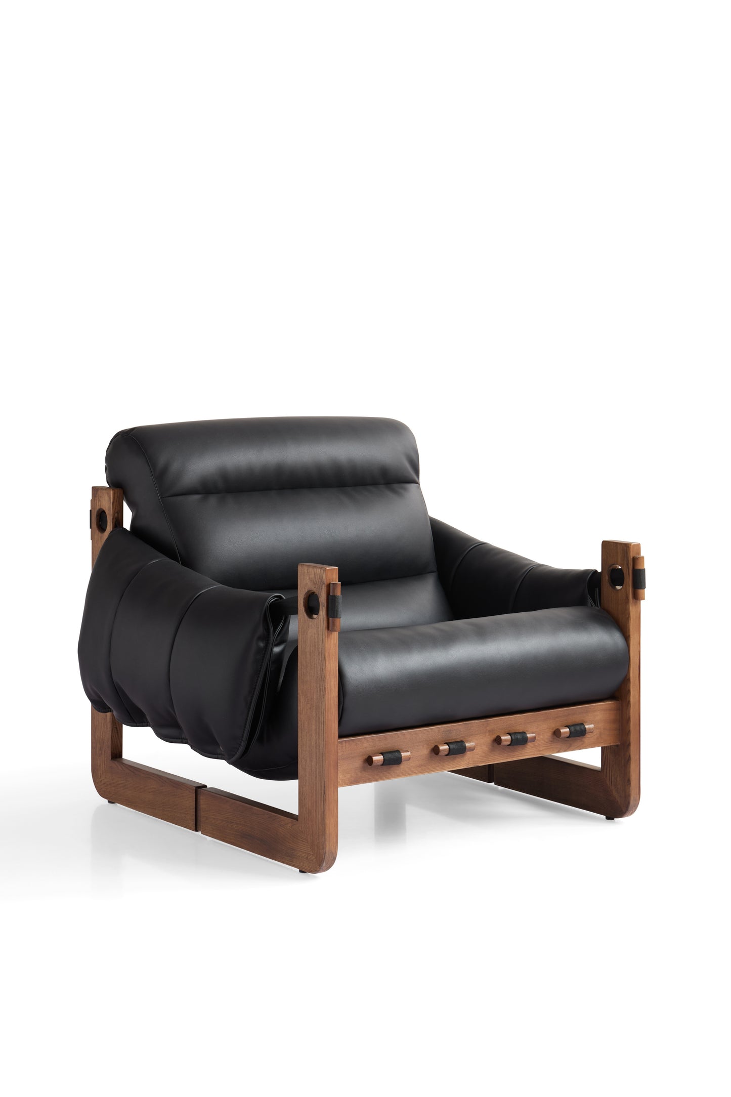 Contemporary White Ash Wood Sofa with Walnut Finish