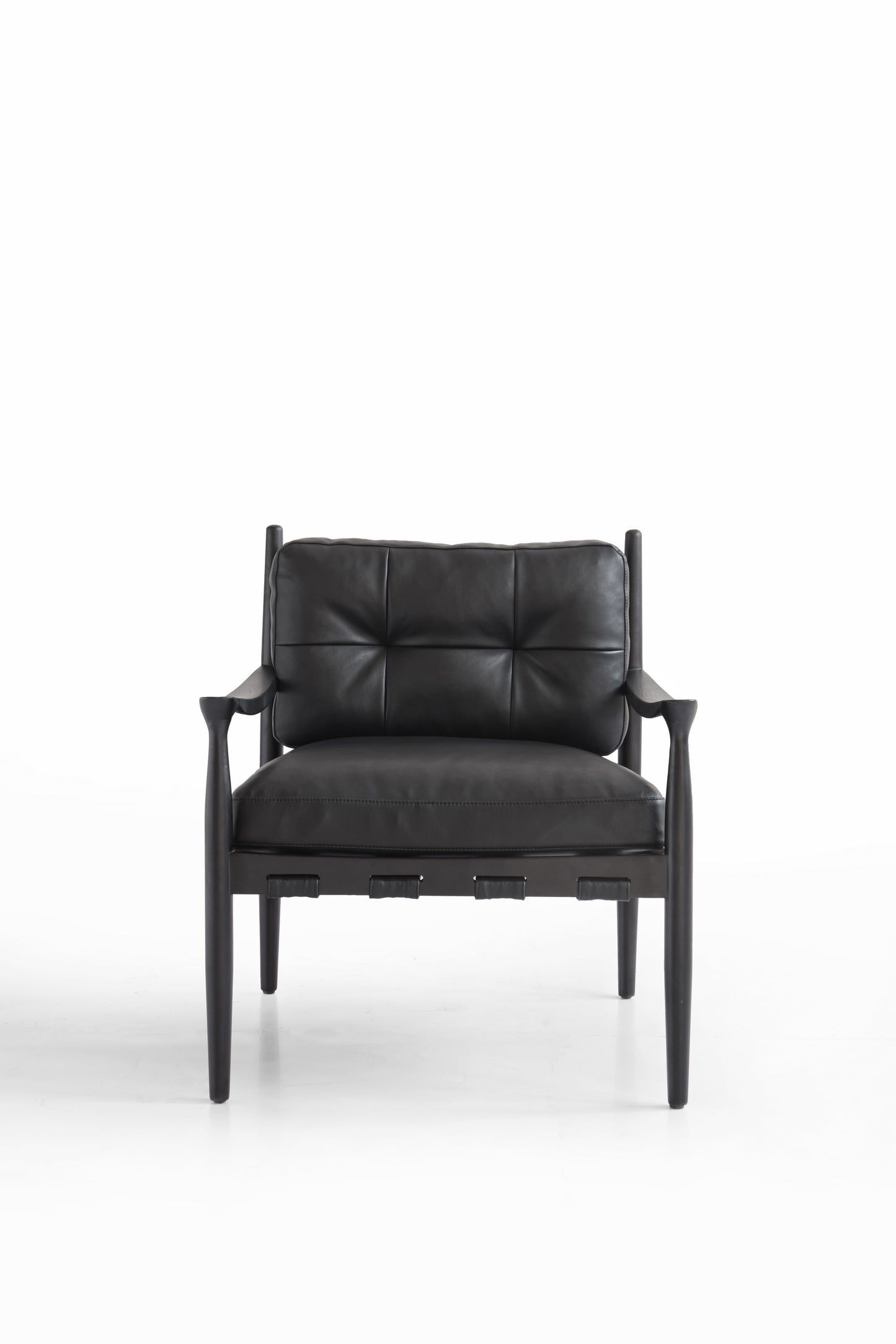 Contemporary White Wax Wood Armchair with High-Resilience Foam and Faux Suede Upholstery