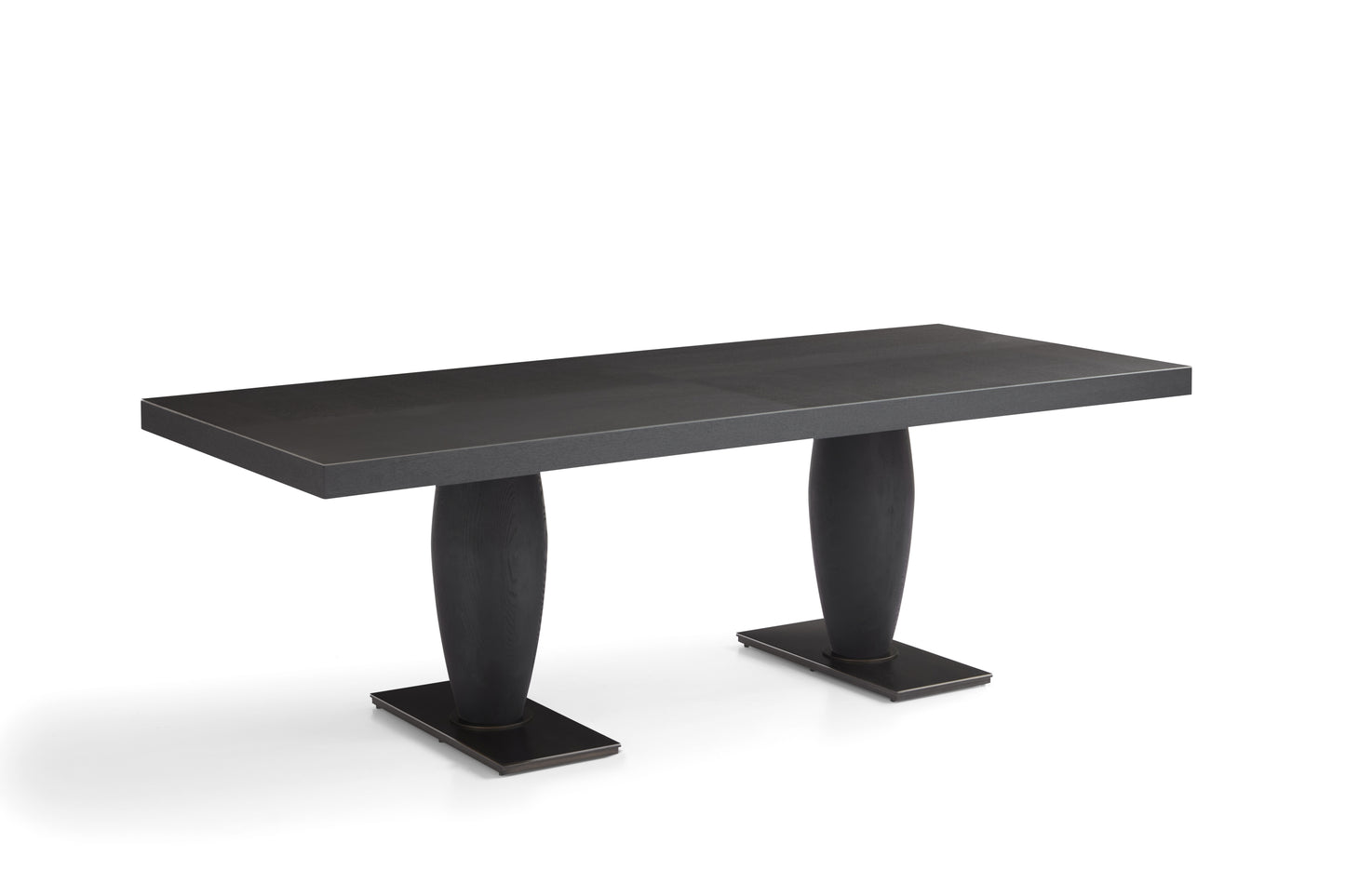 Contemporary White Waxwood Dining Table with Stainless Steel Accents