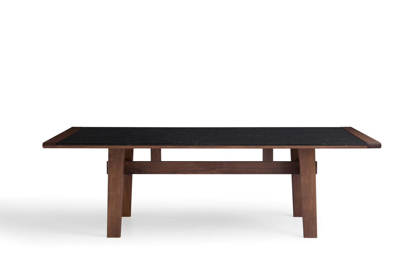 Elegant Walnut Finish Dining Table with Marble Accents