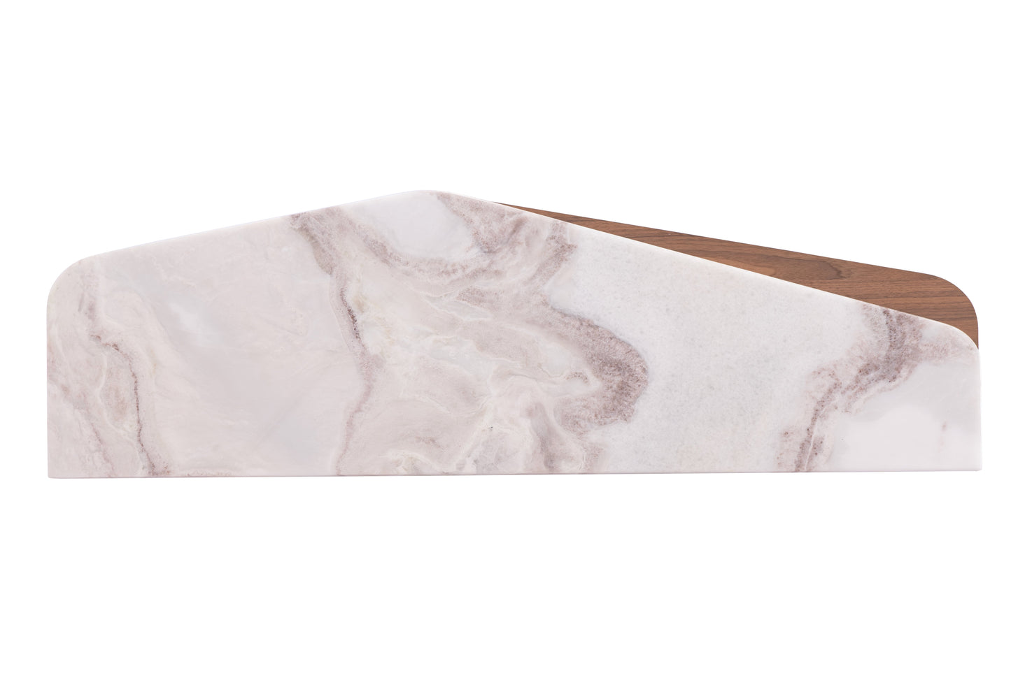 Letty Modern Walnut Chest of Drawers with Stainless Steel Accents and Natural Marble Top