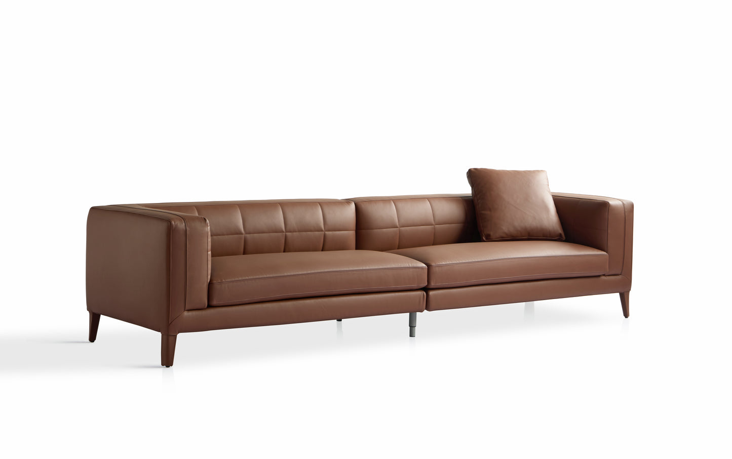 Luxurious Solid Larch Wood Sofa with High-Resilience Foam and Full Leather Upholstery