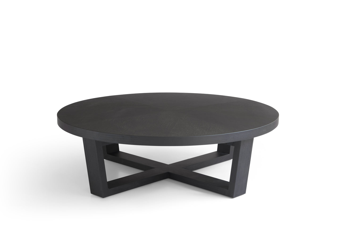 Modern Oak Veneer Coffee Table with Matte Black Finish