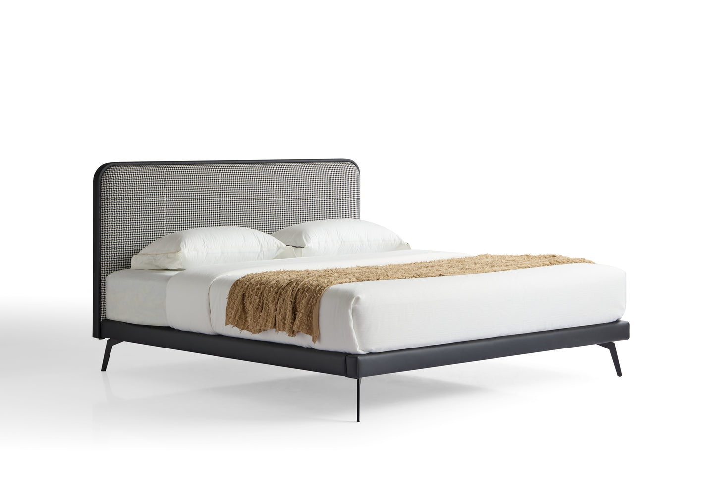Modern Queen-Sized Upholstered Bed with Wooden Frame