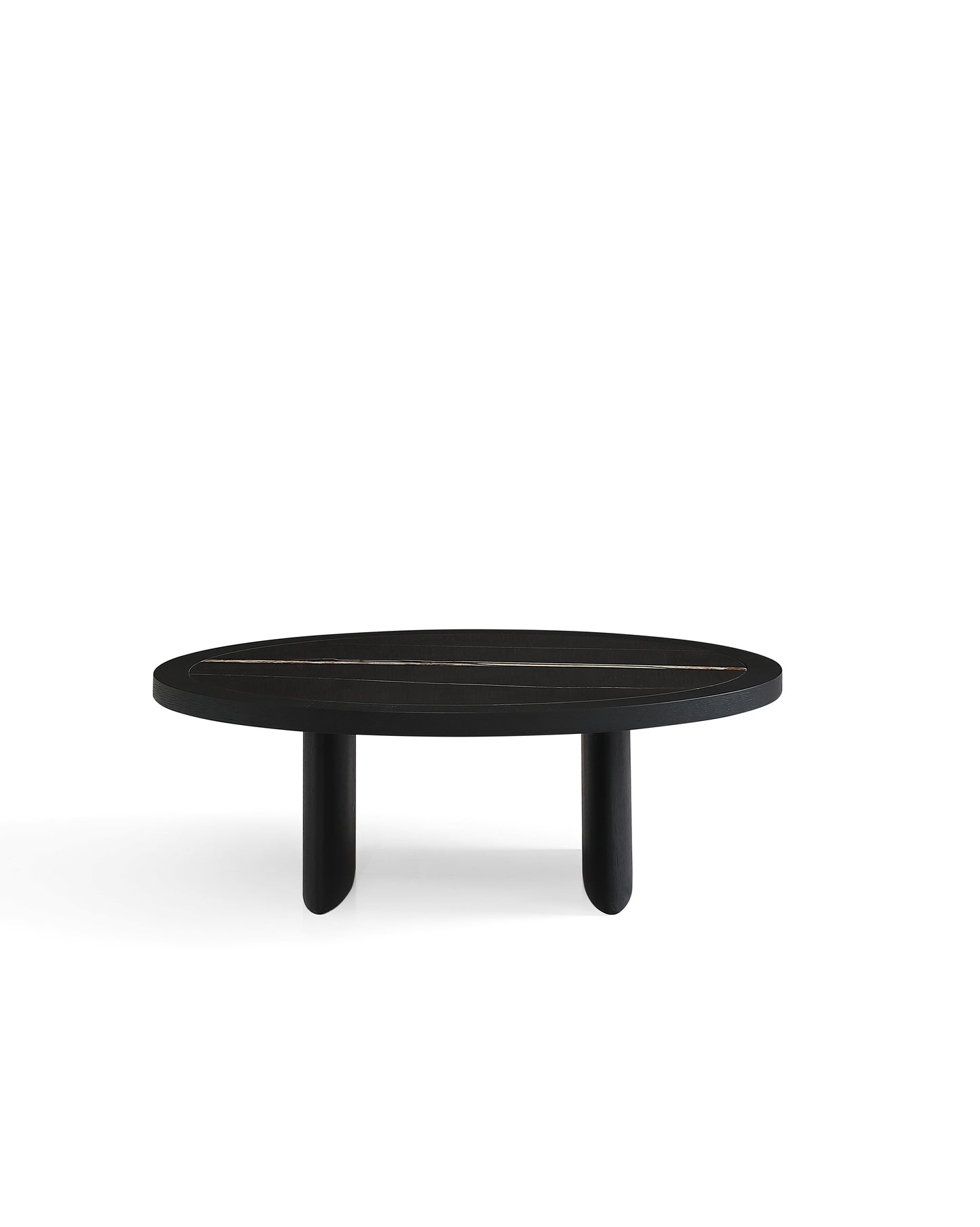 Modern Red Oak & Black Marble Coffee Table