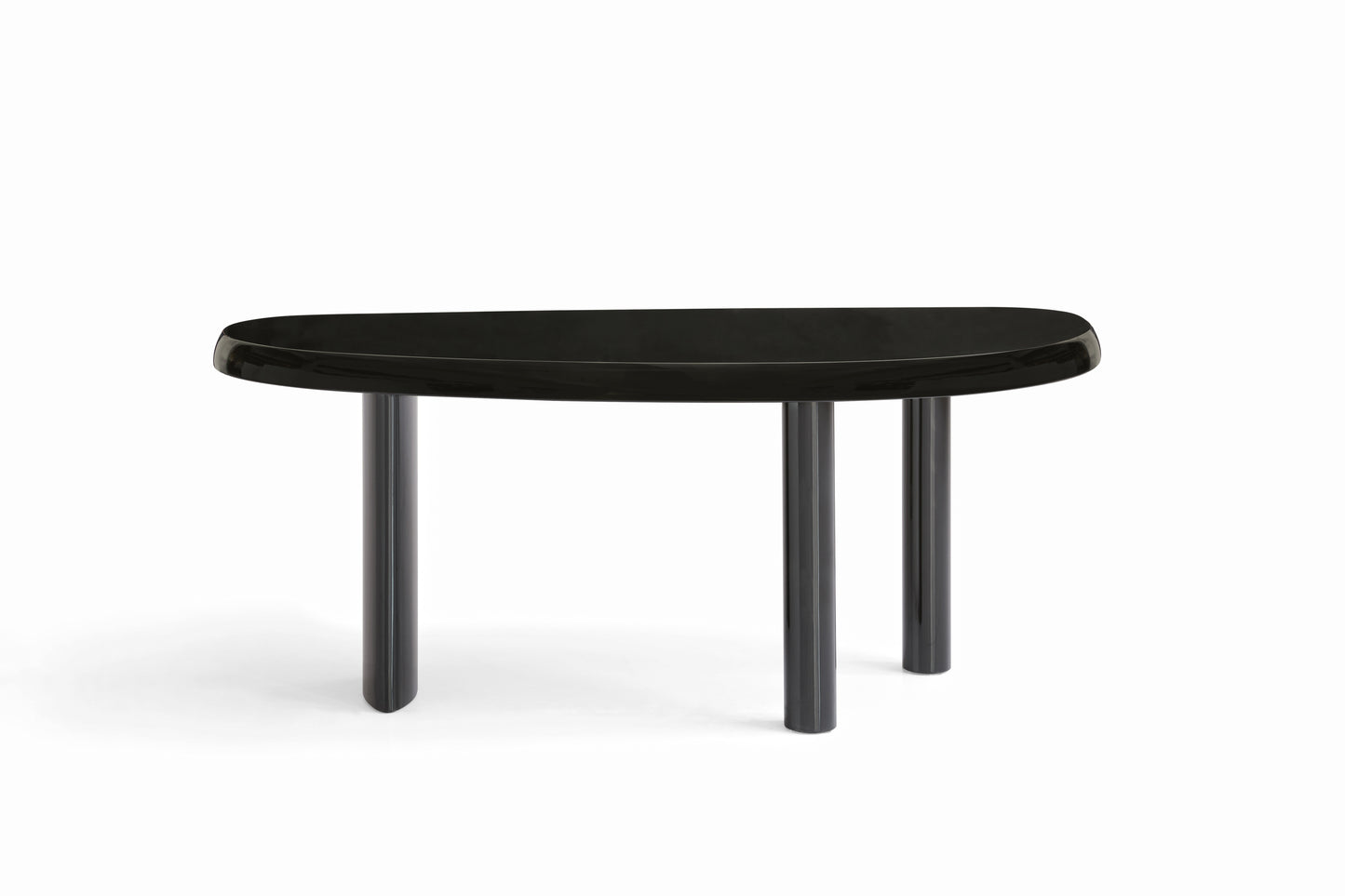 Modern Rubberwood Dining Table with High-Gloss Black Finish
