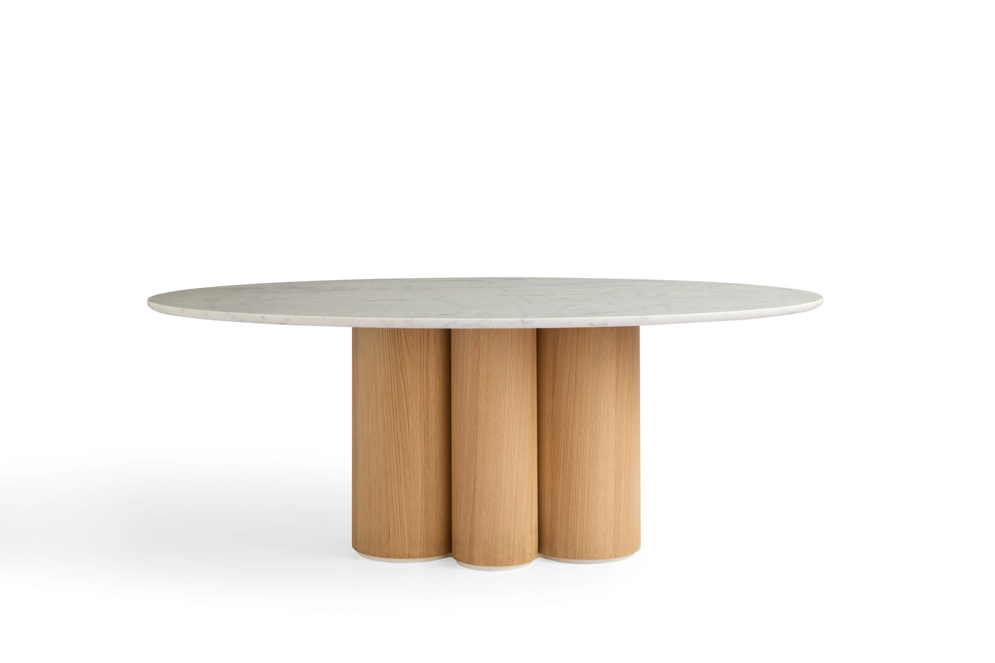 Modern White Oak and Marble Dining Table