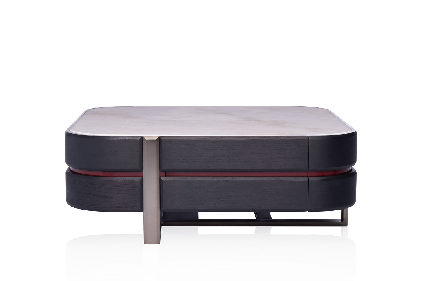 Royal White Jade Coffee Table with Antique Bronze Stainless Steel Base