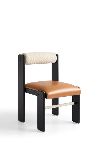 Contemporary Dining Chair in Matte Black and Walnut Finish