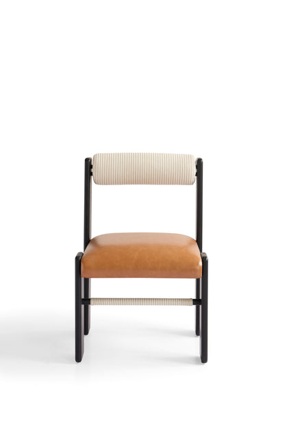 Contemporary Dining Chair in Matte Black and Walnut Finish