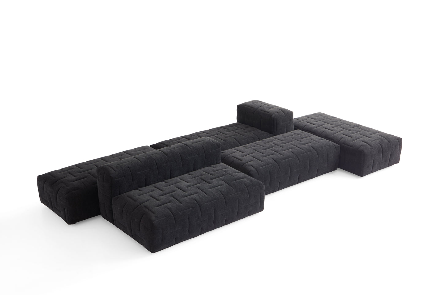 Contemporary Multi-layered Wood and Imported Larch Fabric Sofa