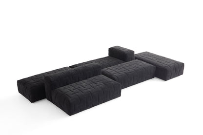 Contemporary Multi-layered Wood and Imported Larch Fabric Sofa
