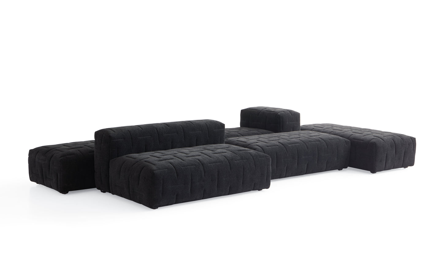 Contemporary Multi-layered Wood and Imported Larch Fabric Sofa
