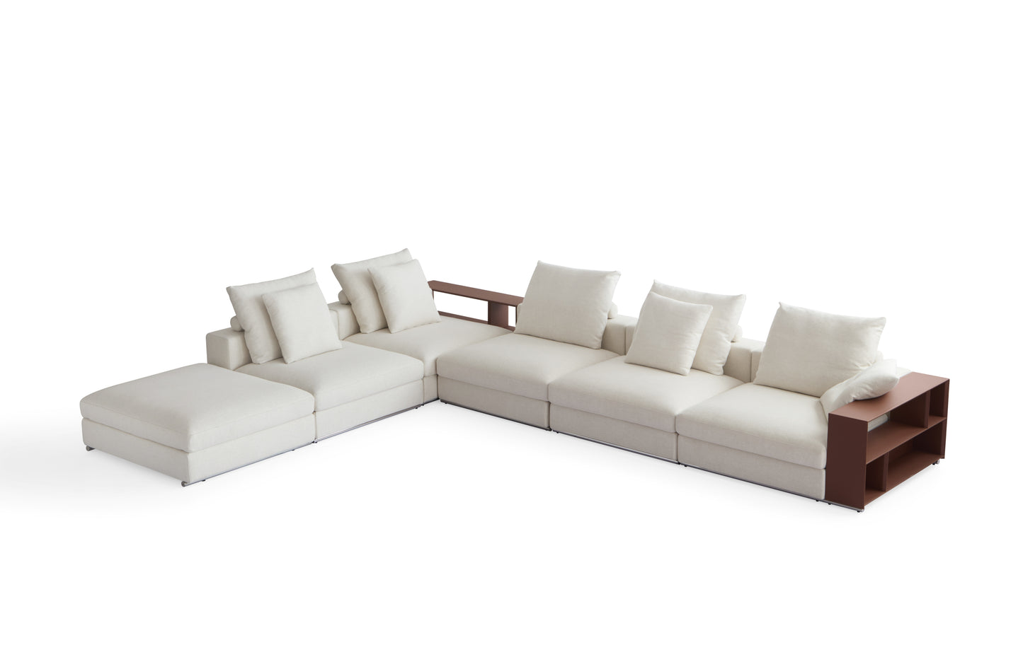 Contemporary Multi-layered Wood and Stainless Steel Sofa