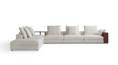 Contemporary Multi-layered Wood and Stainless Steel Sofa