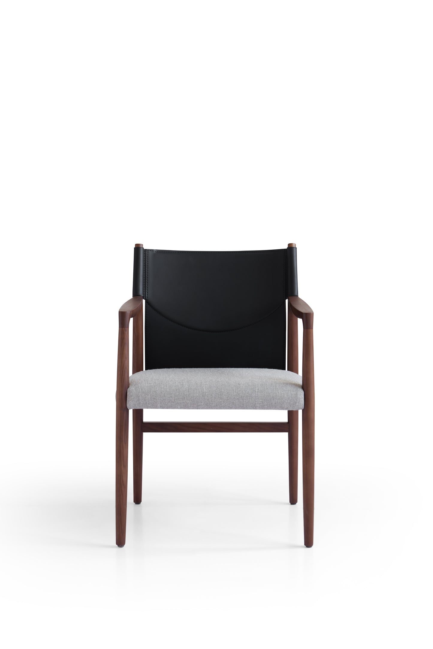 Contemporary Walnut Finish Dining Chair with Saddle Leather