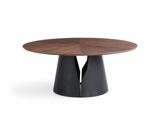 Contemporary Walnut Veneer Dining Table