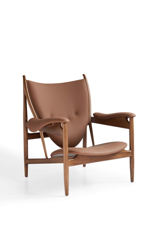 Contemporary White Oak Armchair with Walnut Matte Finish and Ultrafine Microfiber Upholstery