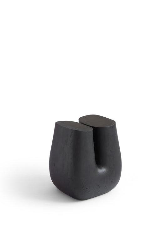 Contemporary White Oak Side Table with Matte Black Finish