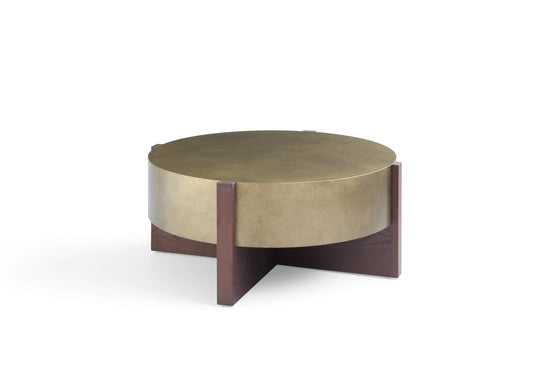 Contemporary White Wax Wood & Stainless Steel Coffee Table