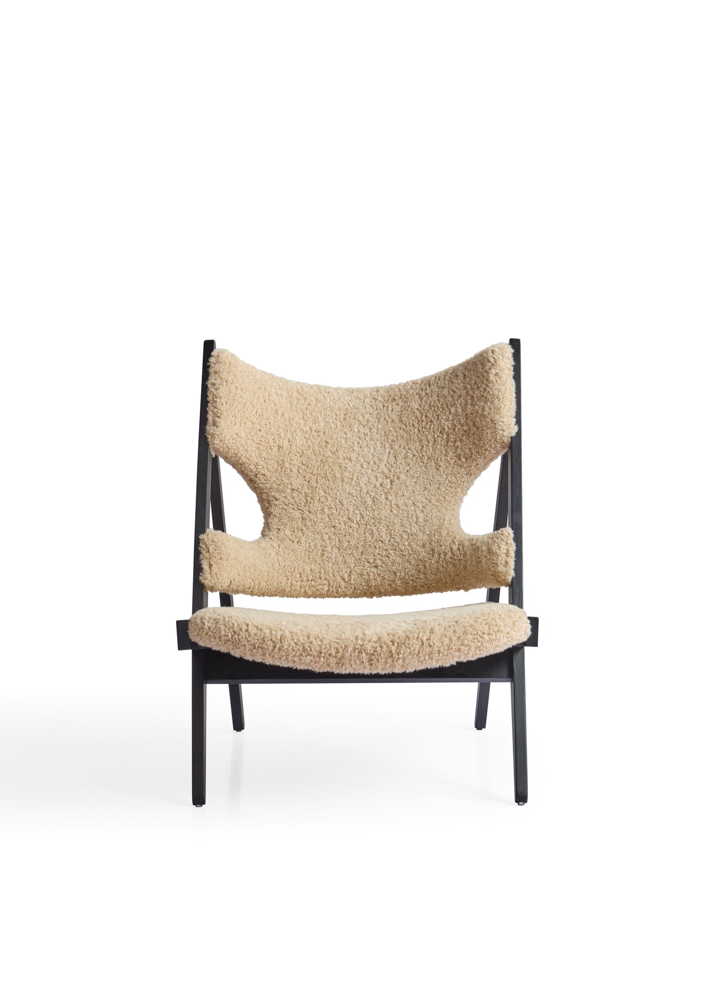 Contemporary White Waxwood Armchair with High-Density Foam