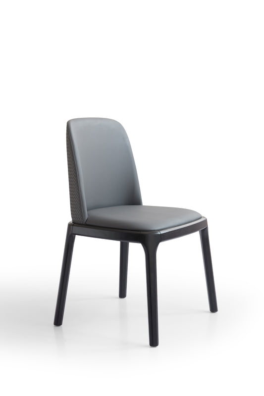 Contemporary Wooden Dining Chair with Black Matte Finish