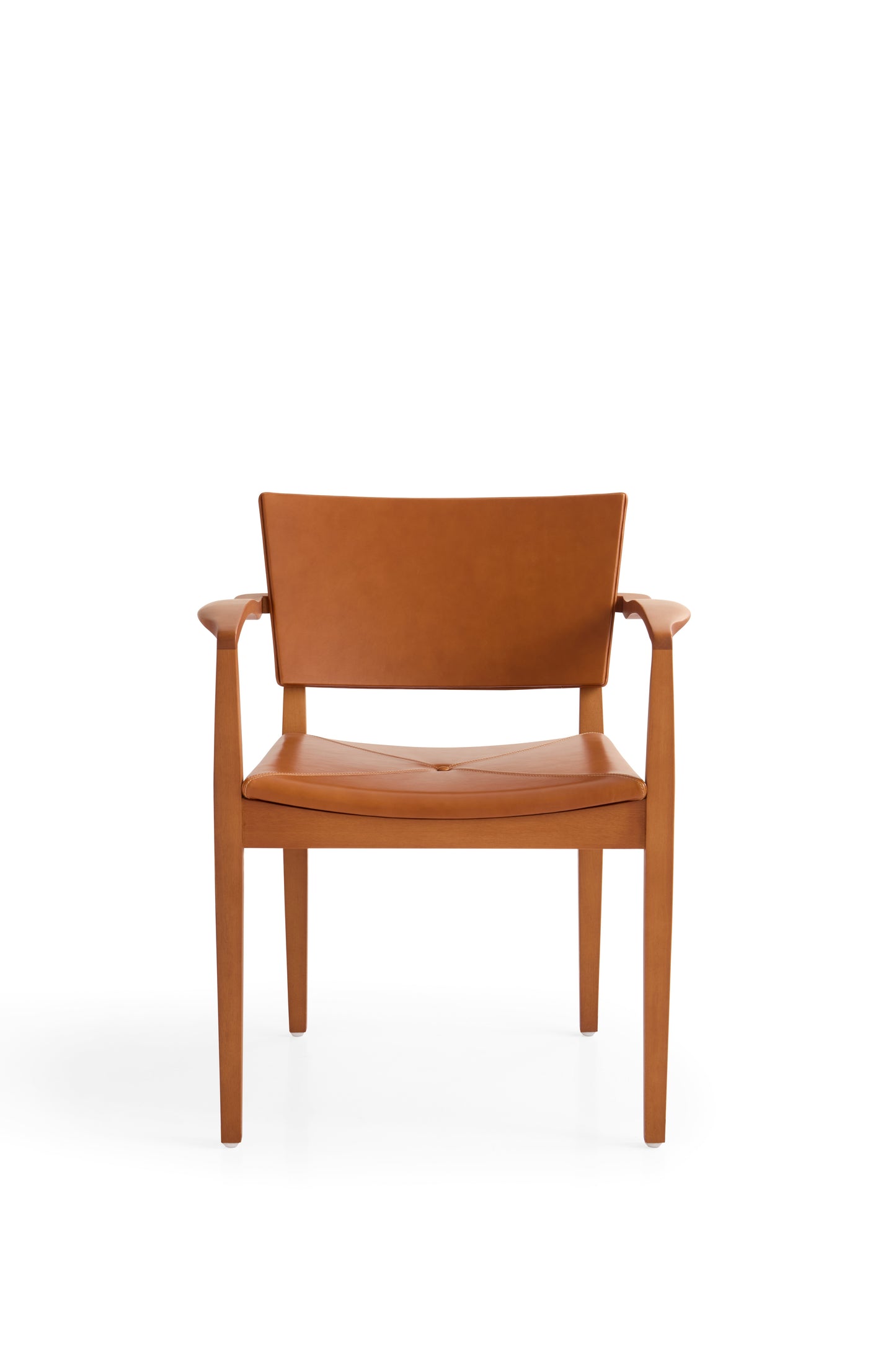Golden Teak Dining Chair with Oil-Wax Leather Upholstery
