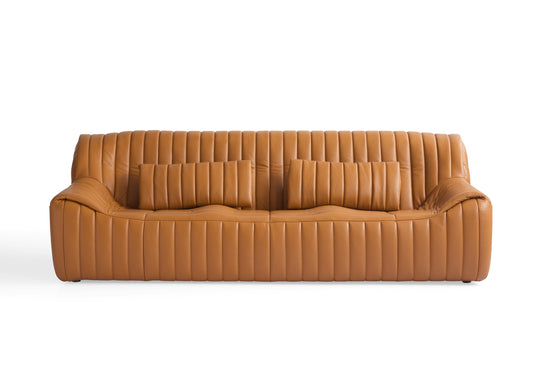 Luxurious Full-Leather Sofa with Solid Wood Foundation