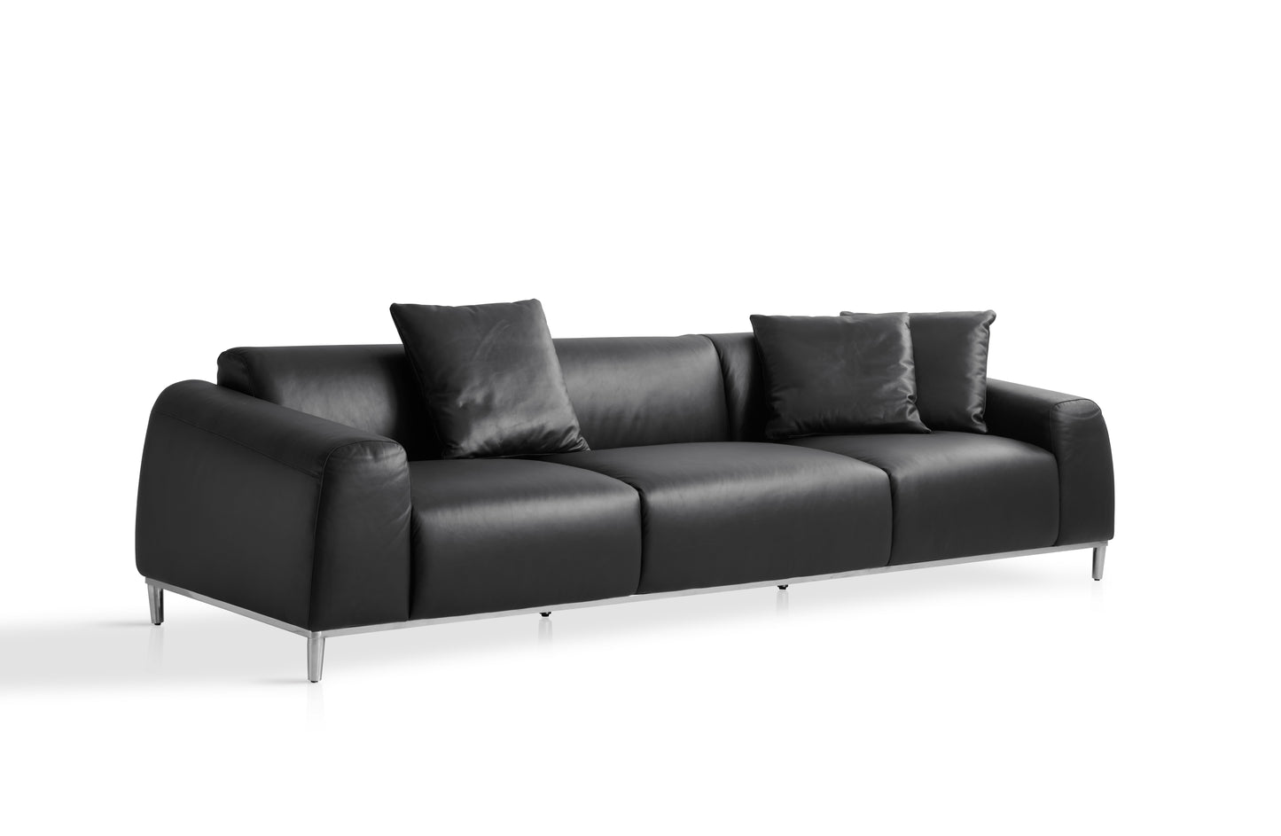 Luxurious Leather Sofa with Solid Wood Frame