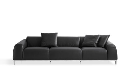 Luxurious Leather Sofa with Solid Wood Frame