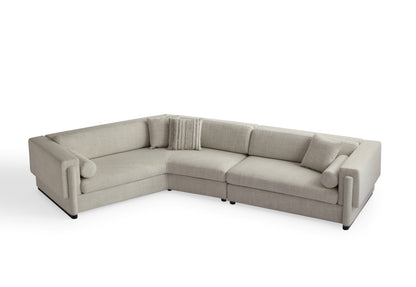 Luxury Larch Wood & Fabric Sectional Sofa