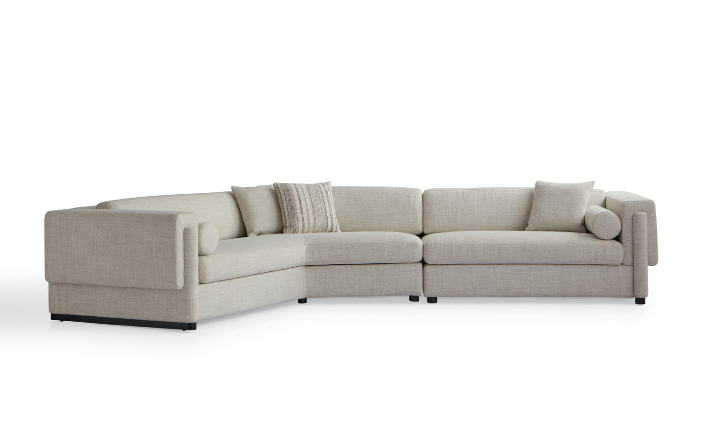 Luxury Larch Wood & Fabric Sectional Sofa