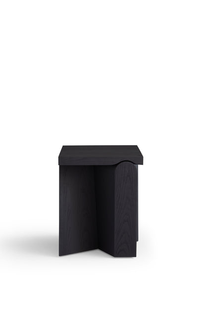 Modern Ash Wood Nightstand with Matte Black Finish