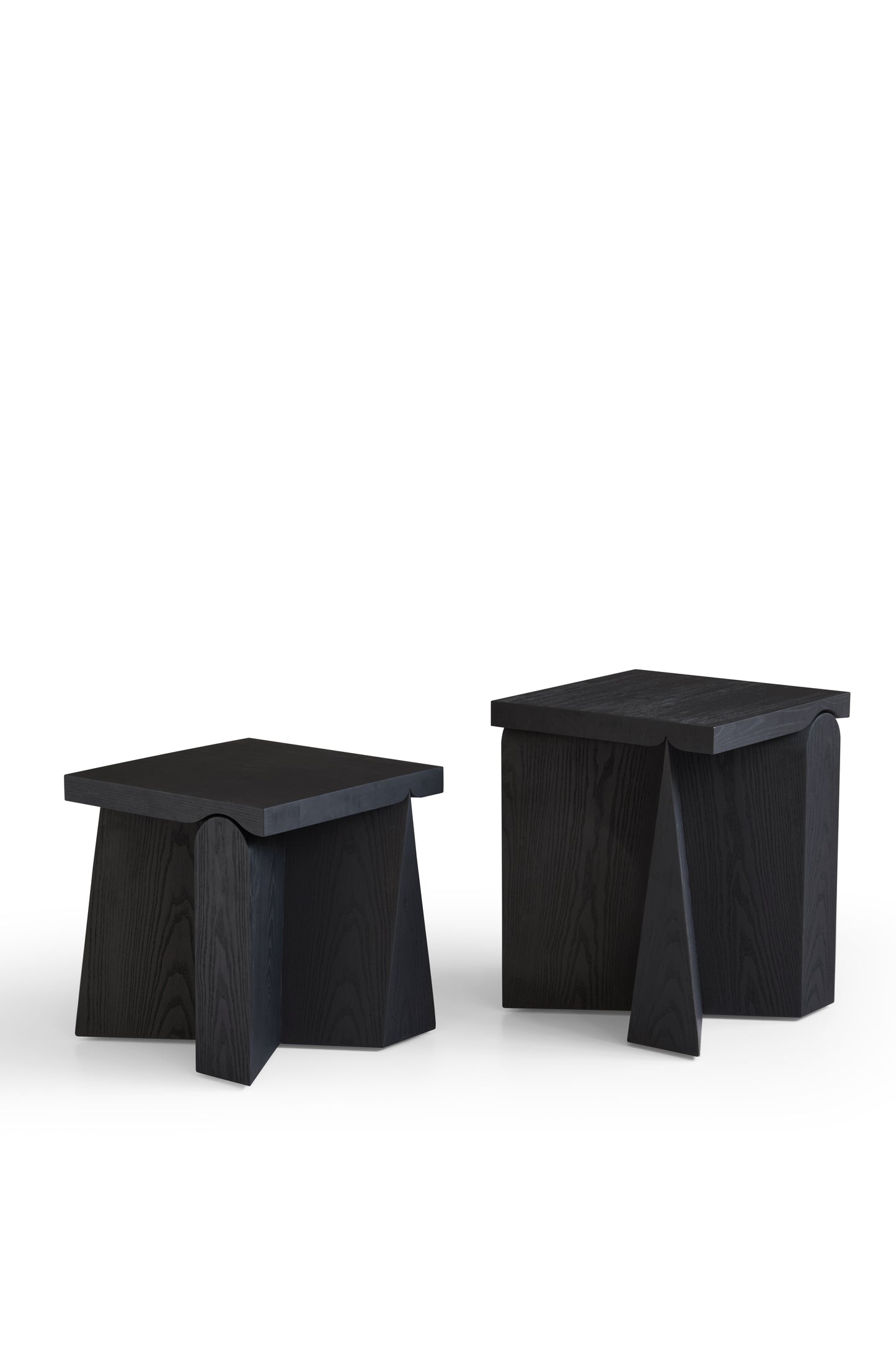 Modern Ash Wood Nightstand with Matte Black Finish
