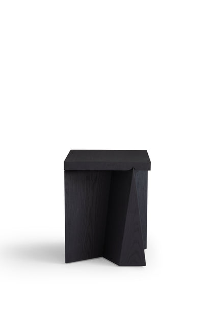 Modern Ash Wood Nightstand with Matte Black Finish