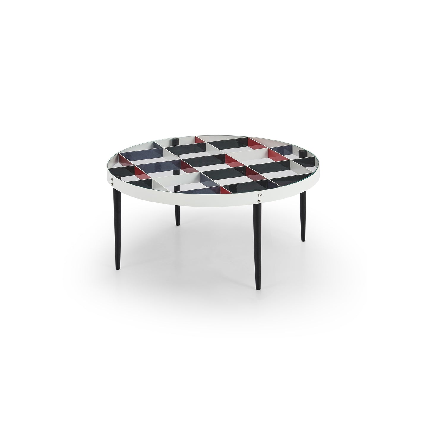 Modern Carbon Steel and Ultra-White Tempered Glass Coffee Table