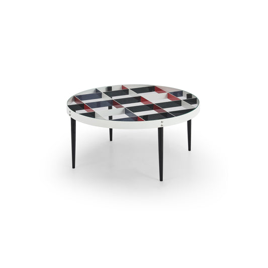Modern Carbon Steel and Ultra-White Tempered Glass Coffee Table