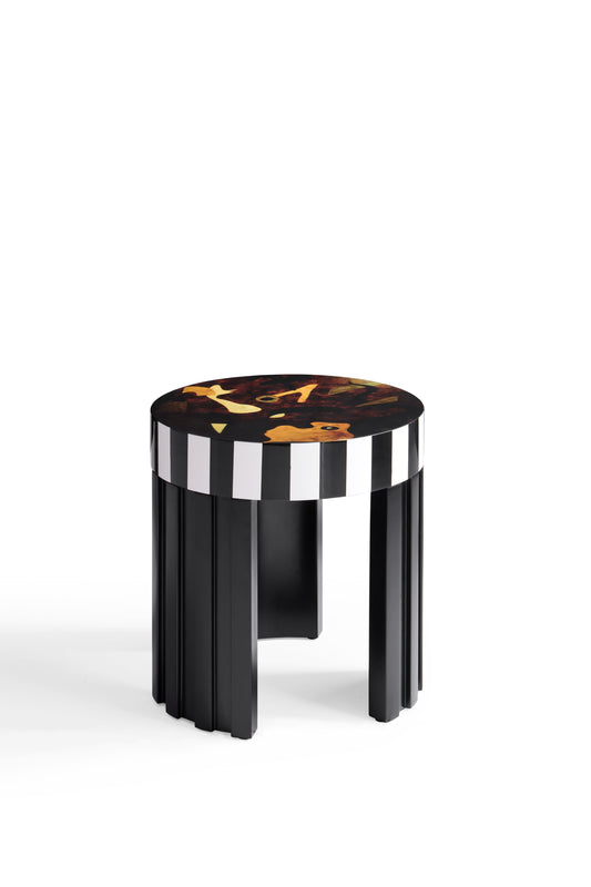 Modern Glossy Side Table with Sticker Detailing
