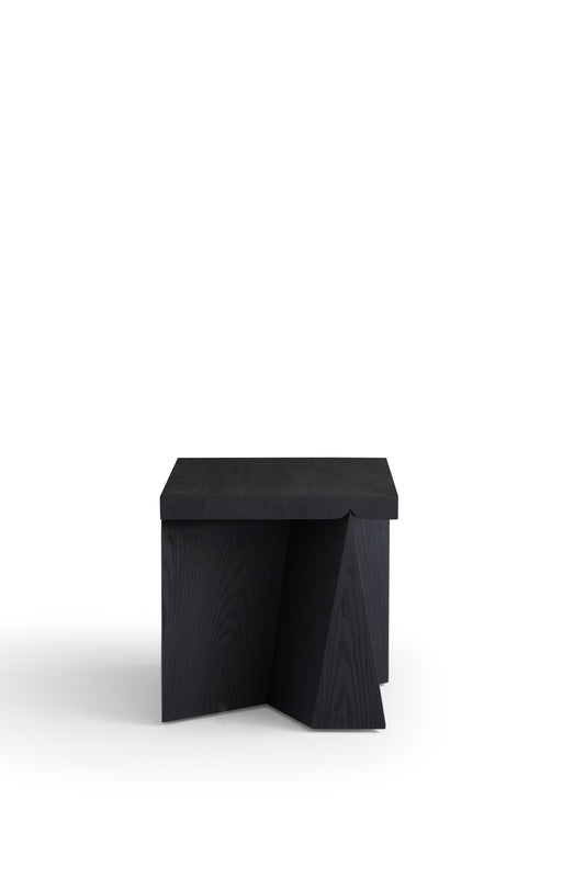 Modern Matte Black Side Table with White Ash Finish