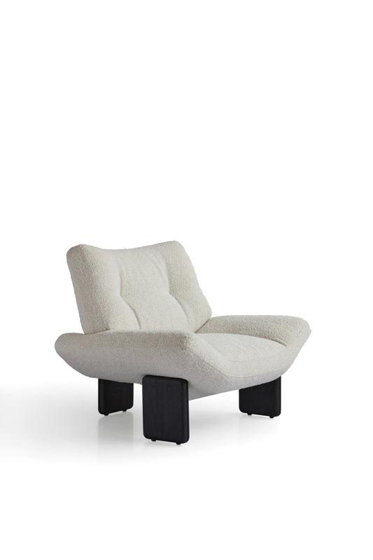 Modern Minimalist Fabric Armchair in Black Matte Finish with Stainless Steel Accents