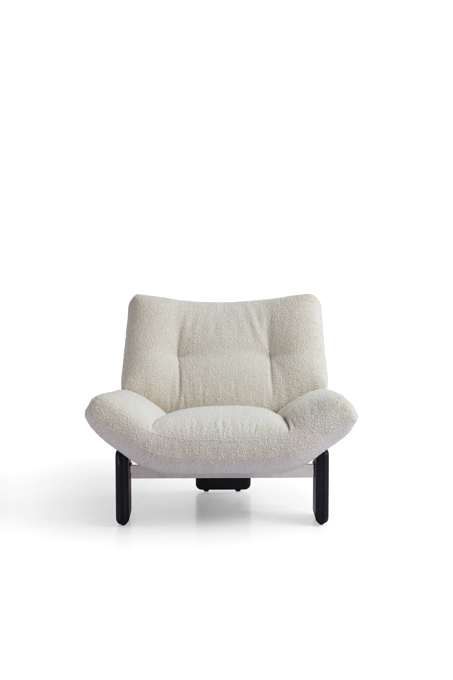 Modern Minimalist Fabric Armchair in Black Matte Finish with Stainless Steel Accents