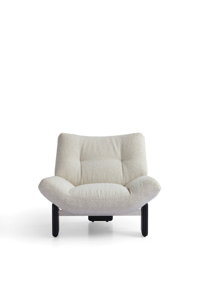 Modern Minimalist Fabric Armchair in Black Matte Finish with Stainless Steel Accents