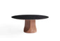 Modern Multilayer Board Dining Table with Iron Red Finish and Black and White Marble