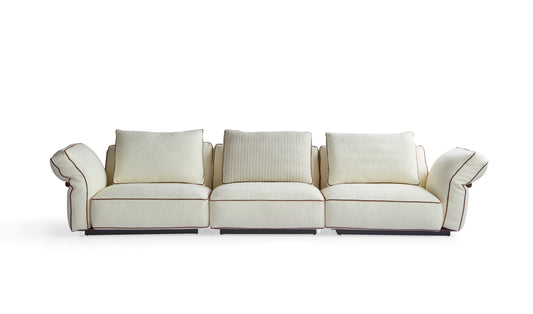 Modern Multilayer Wood and Imported Larch Sofa with High-Density Foam and Fabric Upholstery