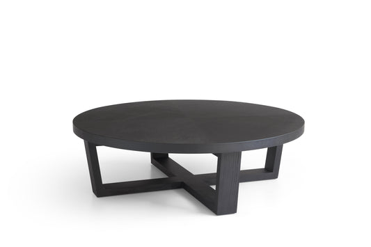 Modern Oak Veneer Coffee Table with Matte Black Finish