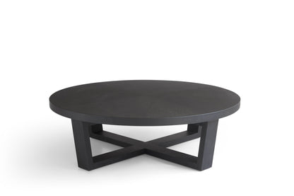 Modern Oak Veneer Coffee Table with Matte Black Finish