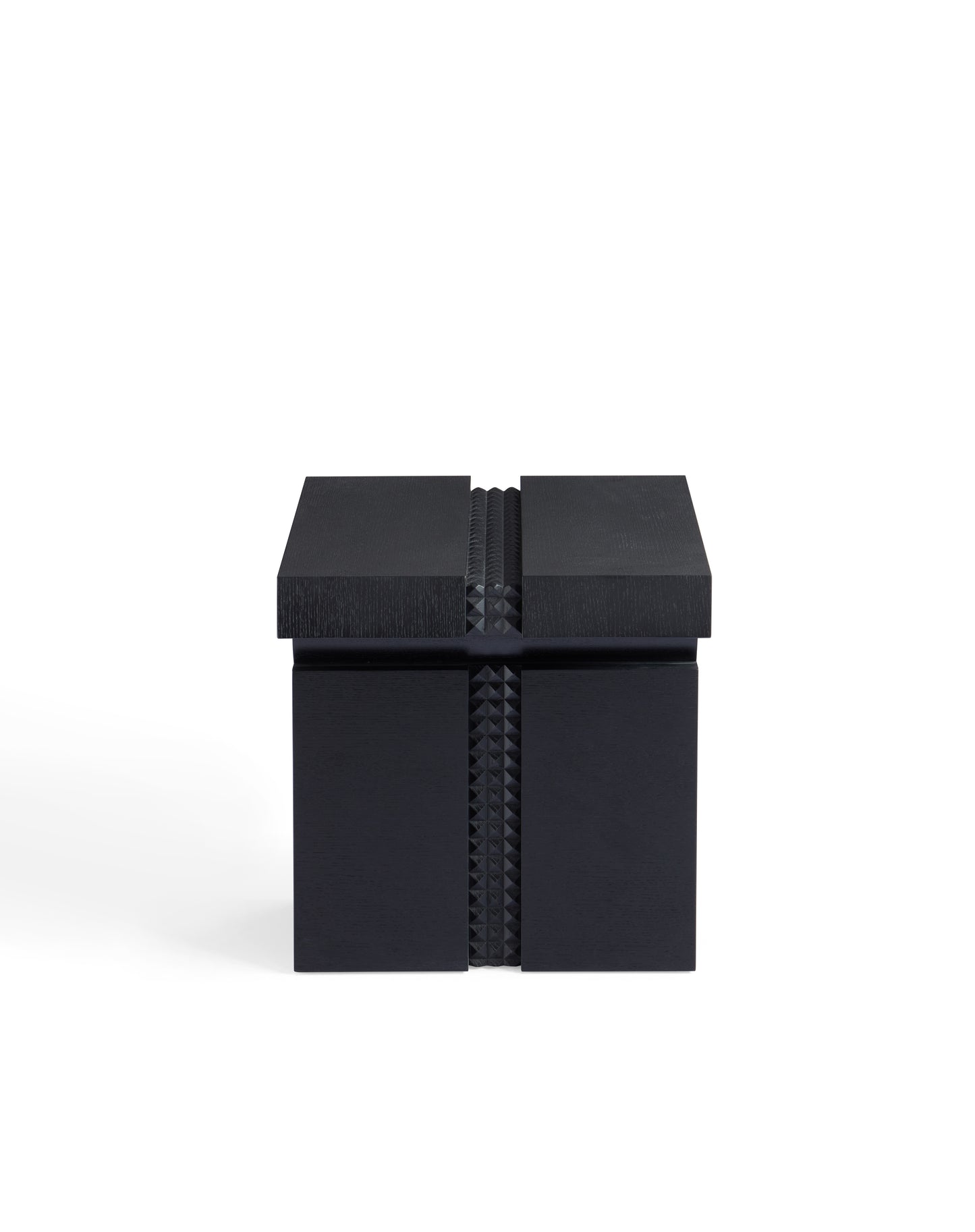 Modern Oak Veneer Side Table with Matte Black Finish