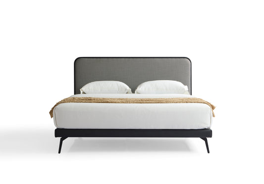 Modern Queen-Sized Upholstered Bed with Wooden Frame