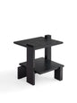 Modern Red Oak Veneer Side Table with Matte Black Finish